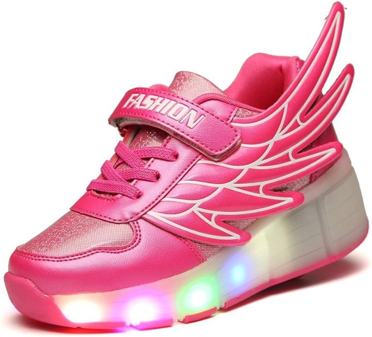 Fuiigo Wings LED Light Up Heelys Wheel Roller Skate Shoes for Boys