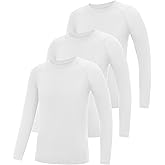 EoBeKee Boys Compression Shirt Long Sleeve, 3 Pack Kids Baseball Athletic Undershirt, Youth Quick Dry Base Layer for Football