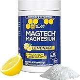 Magtein Magnesium L-Threonate, Glycinate & Taurate - MagTech Magnesium Powder - Sugar Free Lemonade Drink - 200mg Chelated Triple Complex - Supports Relaxation & Brain Health* - 30 Servings