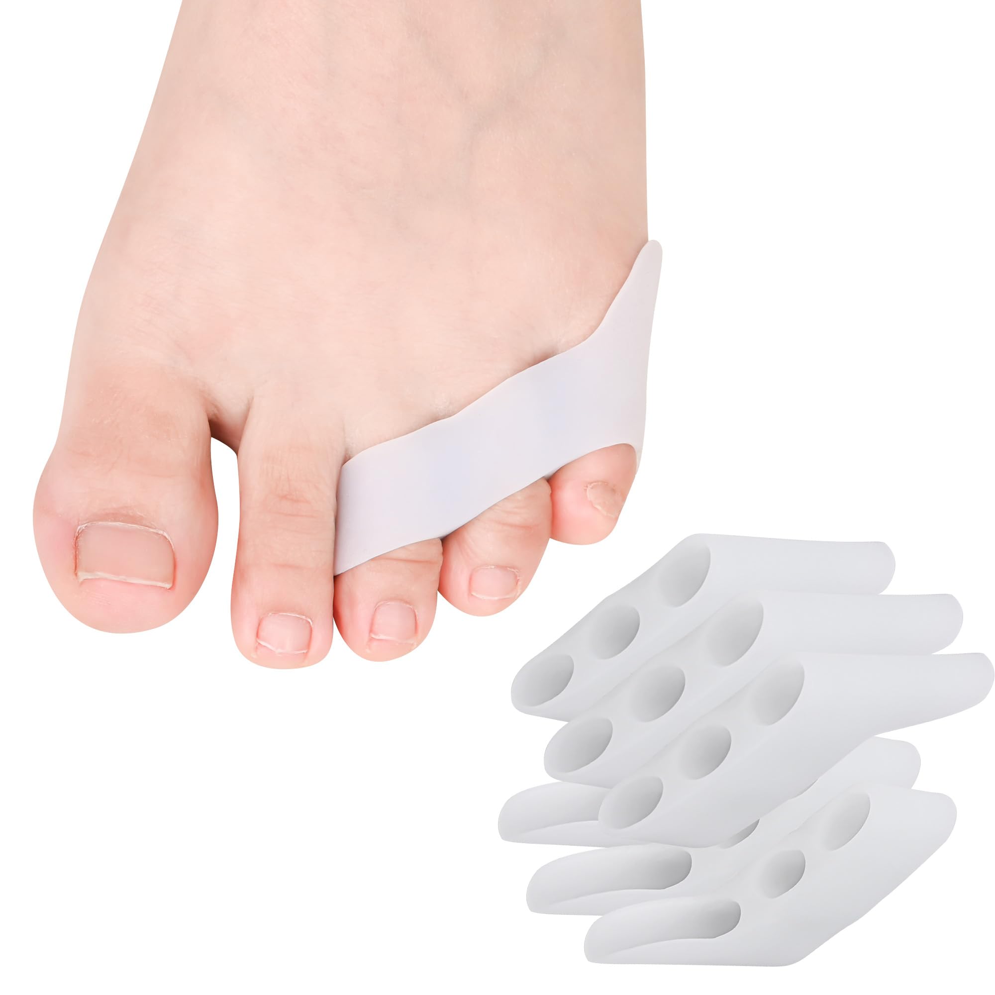 DYKOOK Pinky Toe Separator Pinky Toe Cushion 6PCS Little Toe Straightener Gel Sup Soft Tailors Bunion Corrector for Bunionette Pain Relief,Overlapping Toe,Calluses,Blisters,Corns Protect(White)