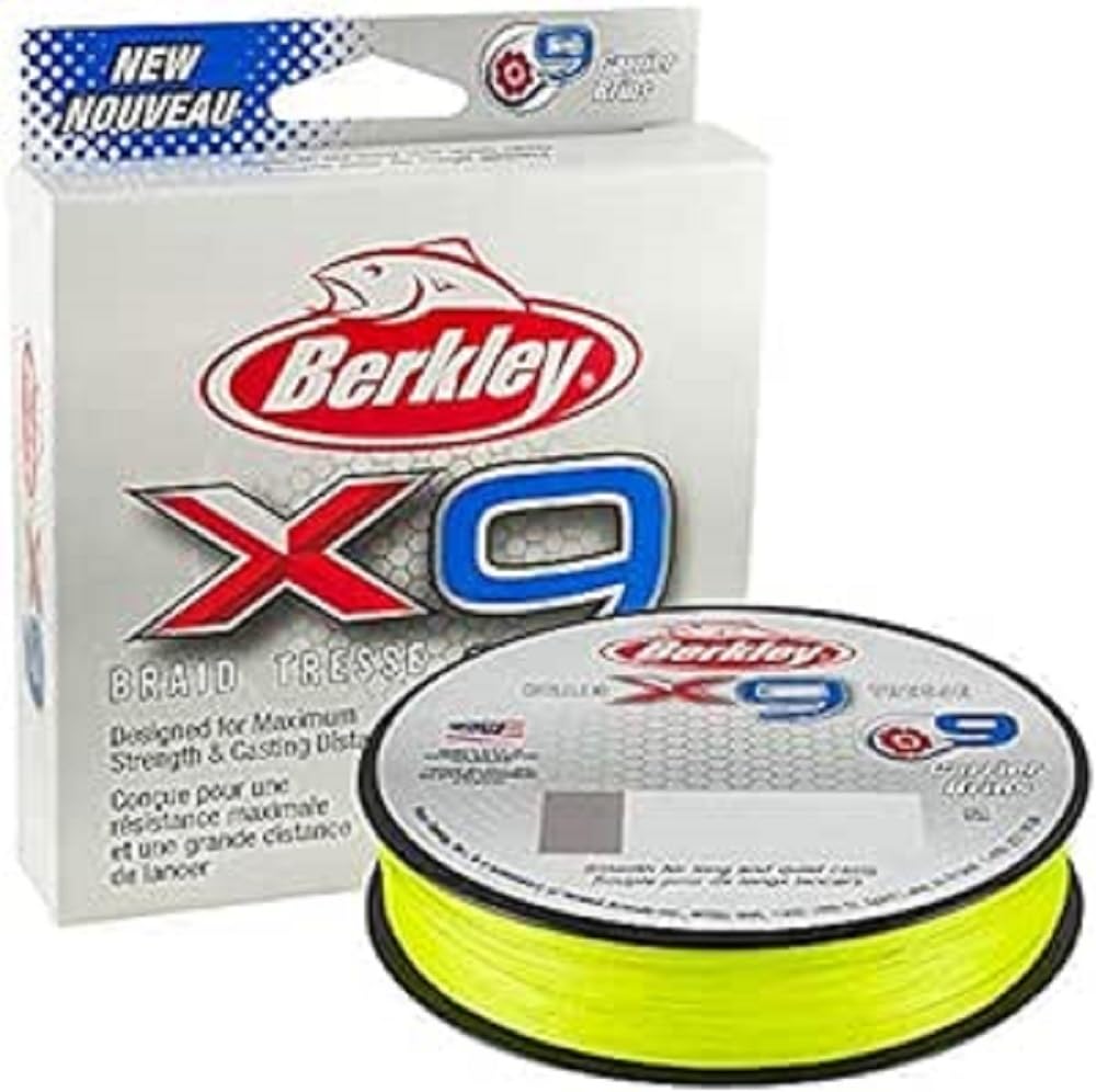 Berkley X9 Braided Fishing Line - 9 Strand Braid Line for Saltwater and Freshwater Fishing, Unisex,, Flame Green, 12.1kg| 328yd | 150m