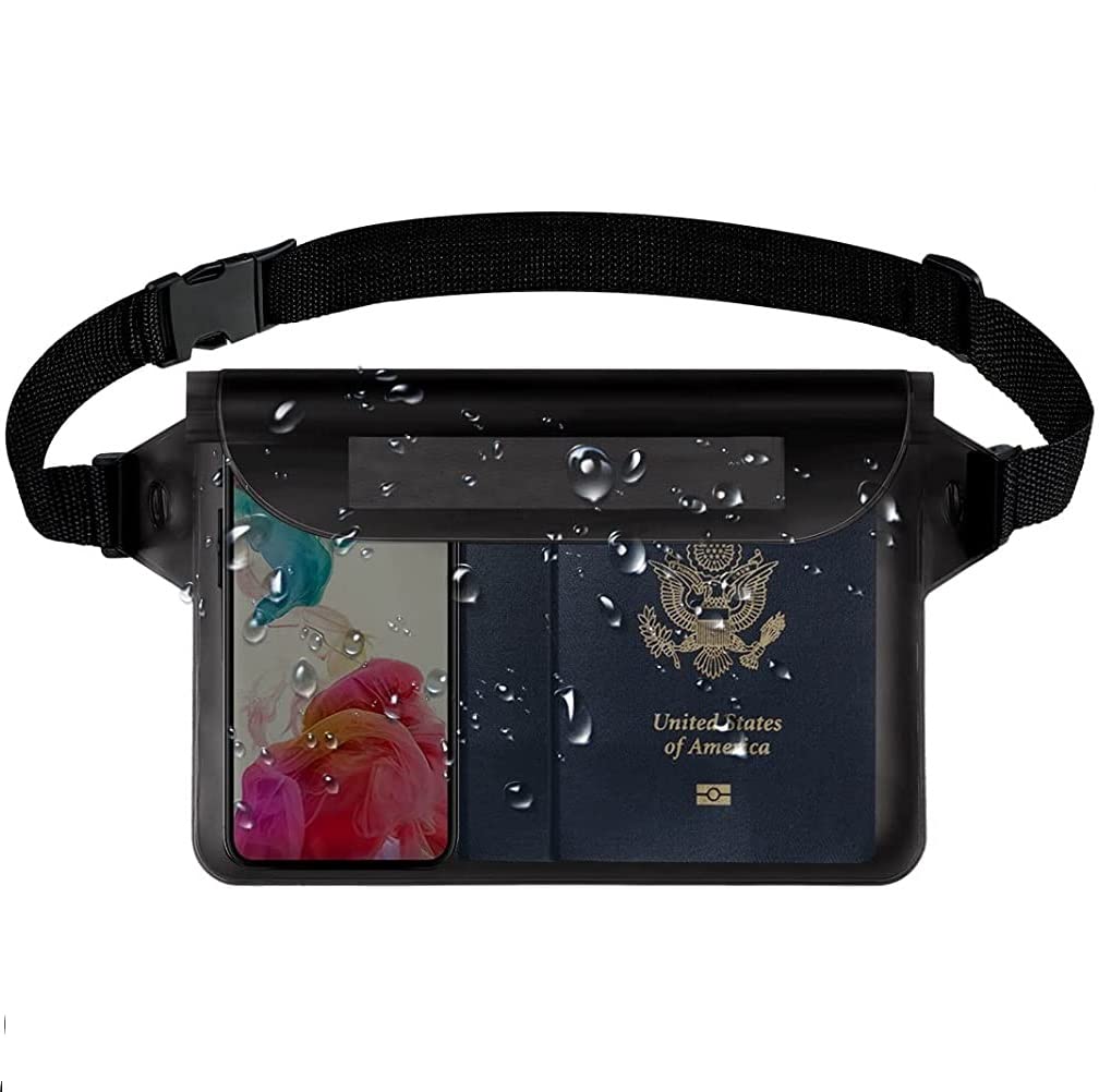 Waterproof Pouch with Waist Strap,Waterproof Pouch with Adjustable Belt,Waterproof Fanny Pack,Perfect for Boating Swimming Snorkeling Kayaking Beach Pool Water Park (1 Pack)