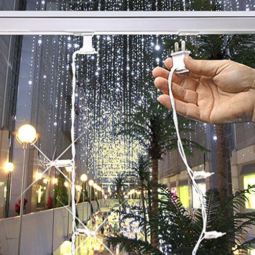 35 Bulbs 12 ft. Christmas Light Curtain Bulb Spacing 4 in. White Wire 120V