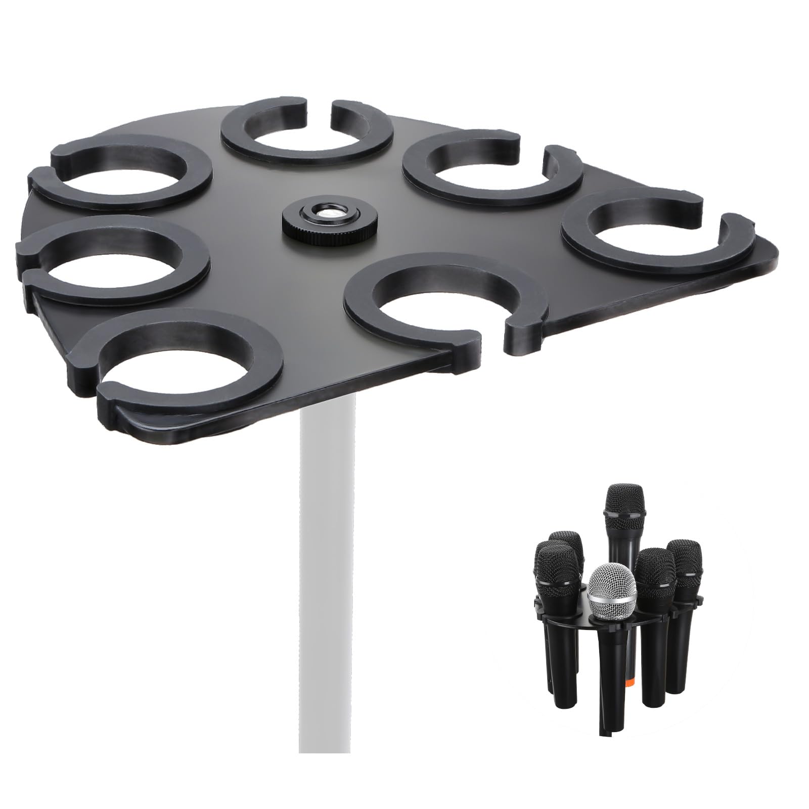 Numhag Multi Mic Holder - Organize Up to 7 Wired & Wireless Mics, Aluminum, Black