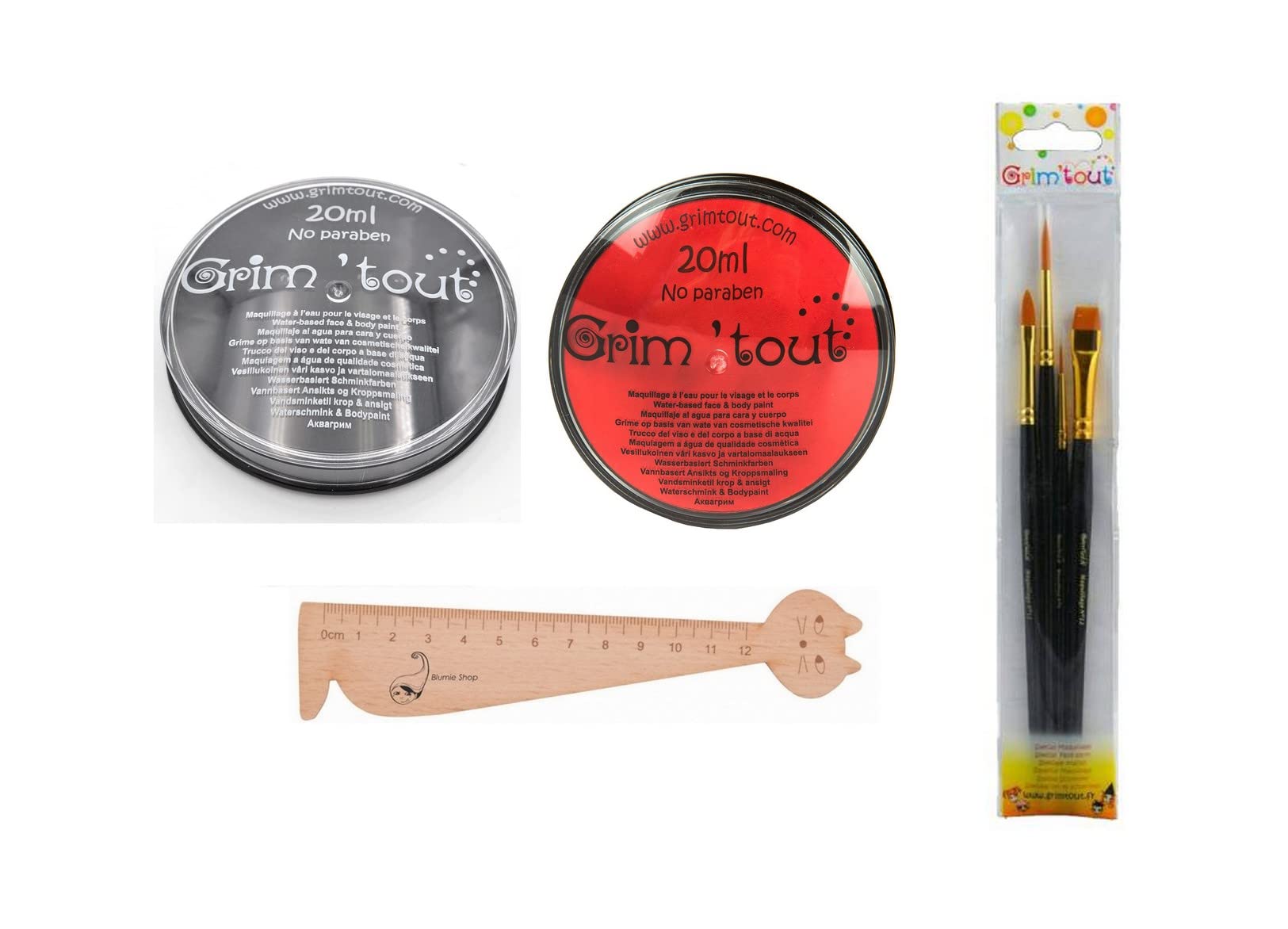 Make Up Set 1 Black Shadow, 1 Red Shadow, 1 Set of 4 Brushes and 1 Ruler Bookmark Chat Blumie