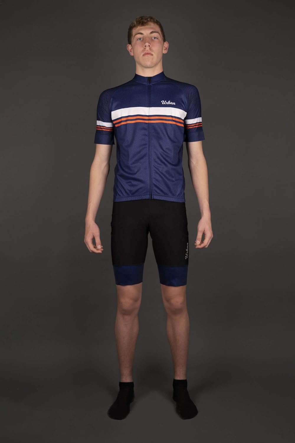 Urban Cycling Apparel Men's Classic Blue Short Sleeve Jersey, Bib Shorts: Clothing