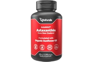 Naturalis New Zealand Astaxanthin (12mg) | Enhanced with Natural Vitamin E | Non-GMO, Soy & Gluten Free | 120 Softgels (4 Month Supply)
