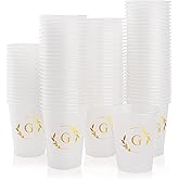 Lingringdcy 100 Monogrammed Cups Disposable Initial Plastic Cup 12 oz Wedding Personalized Cup for Wedding Reception Baby Shower Birthday Party(Letter G)