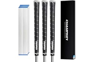 CHAMPKEY 3 Pack WRAP-Y Rubber Golf Grips with 3 Grip Tapes - High Feedback and Traction Golf Club Grips（Do Not Includes Solvent and Grip Remove Kit）