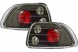 IPCW CWT-740B2 Honda Del Sol Bermuda Black Tail Lamp with Crystal Eyes - Pair