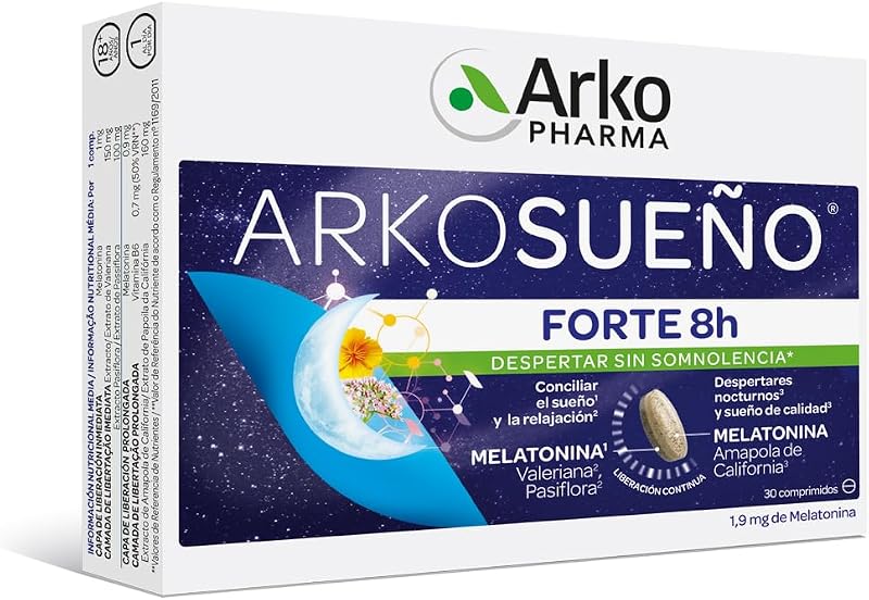 Arkosueño Forte 8h 30 comprimidos Melatonina 1,9mg Valeriana