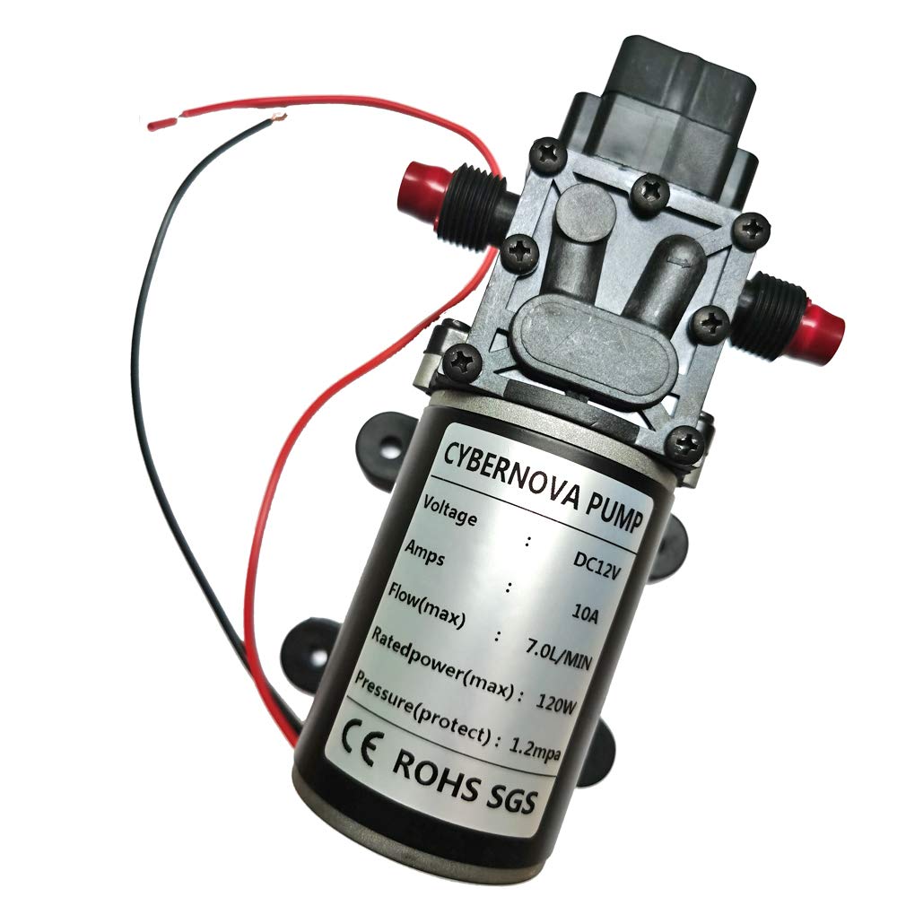 CYBERNOVA DC12V 7L/min 174 PSI Fresh Water high Pressure Water Diaphragm self-Priming Camping/Boat/RV/Garden/Vehicle/Caravan Cleaning/Caravanning Pump