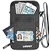 Neck Wallet Travel Pouch RFID Blocking, Money Credit Card Passport Holder with Neck Strap, Anti-Theft Security Traveling Pouch for Women, Men, Kids, Waterproof (Grey)