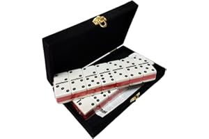Marion & Co. Domino Double Six - Red & White Two Tone Tile Jumbo Tournament Size w/Spinners in Deluxe Velvet Case
