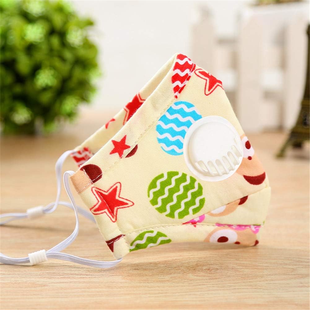 szkn 5Pcs PM2.5 Baby Respirator Autumn Winter Anti-haze Dustproof Mask Activated Carbon Filters Cotton with Breathing Valve Brown bear 0-3 Years