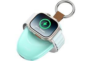 GagaKing Portable Charger for Apple Watch, 1400mAh Keychain Wireless iWatch Power Bank, Battery Pack for Apple Watch Series 10 9 8 7 6 5 4 3 2 1 SE Ultra 2 Fast Charging Travel Car Chargers (Blue)