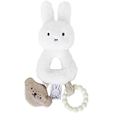 Kids Preferred Miffy Baby Ring Rattle &ndash; Soft Plush Material, Crinkle, Rattle Toy with Bumpy Ring Teether, Embroidered Details, Ages 0 Months &amp; up