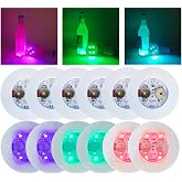 HANCIRCLE LED Coaster Colorful,12 Pack Light Up Coasters,LED Sticker Lights,Wine Bottle Lights,for Drinks,Bar Accessories,Party,Wedding