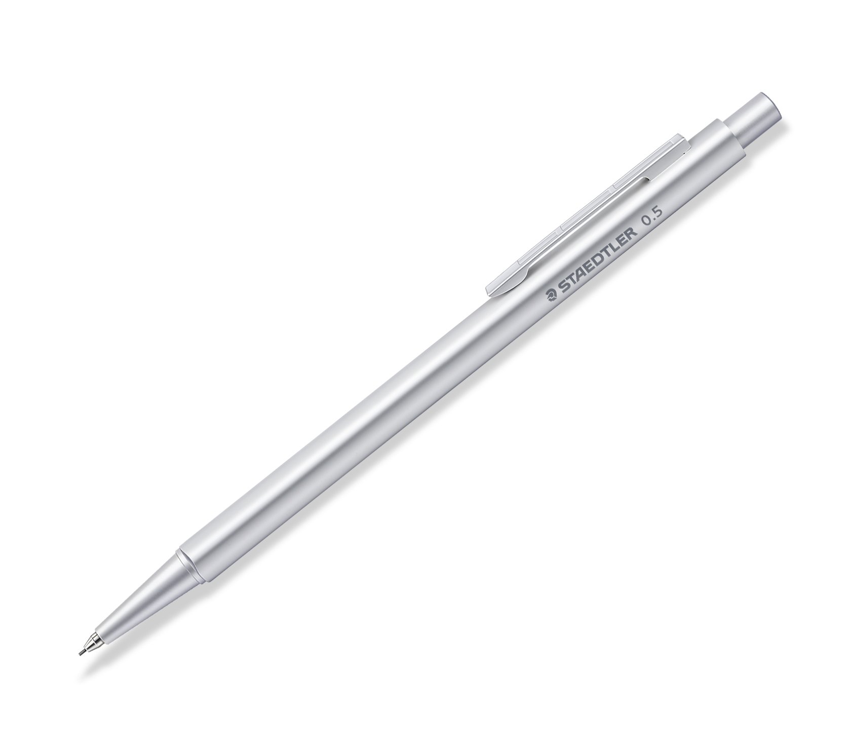 Staedtler Mechanical Pencil Organiser Pen Silver (High-Quality Aluminium Mechanical Pencil, Ideal for Schedule, 0.5 Fine Lead Marsmicro, Eraser Tip, 9POP48105 ST)