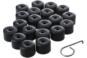 Zikefest 20PCS Car Wheel Lug Nut Covers, 17mm Tire Bolt Caps Compatible with VW, Jetta, Beetle, Passat, GTI, CC, Black Lug Nut Cap with Removal Tool