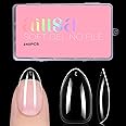 AILLSA Short Almond Nail Tips, 15 Sizes 240PCS Preshaped Soft Clear Gel Nails Tips Full Cover False Nails Tip Short Almond Shaped Tips