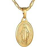 GOLDCHIC JEWELRY Cross INRI Crucifix Pendant Necklace, Virgin Mary Miraculous Medal Necklaces, Jesus Christain Jewelry