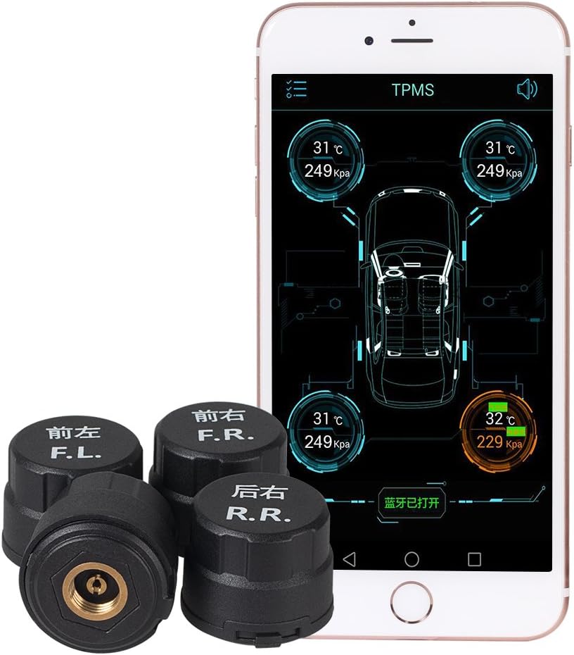 EDIAG TPMS VC601 Bluetooth Sensor, Tire Pressure Monitoring System with 4 DIY External Sensor,Real-Time Tire Pressure & Temperature Works for Android/iOS APP Display