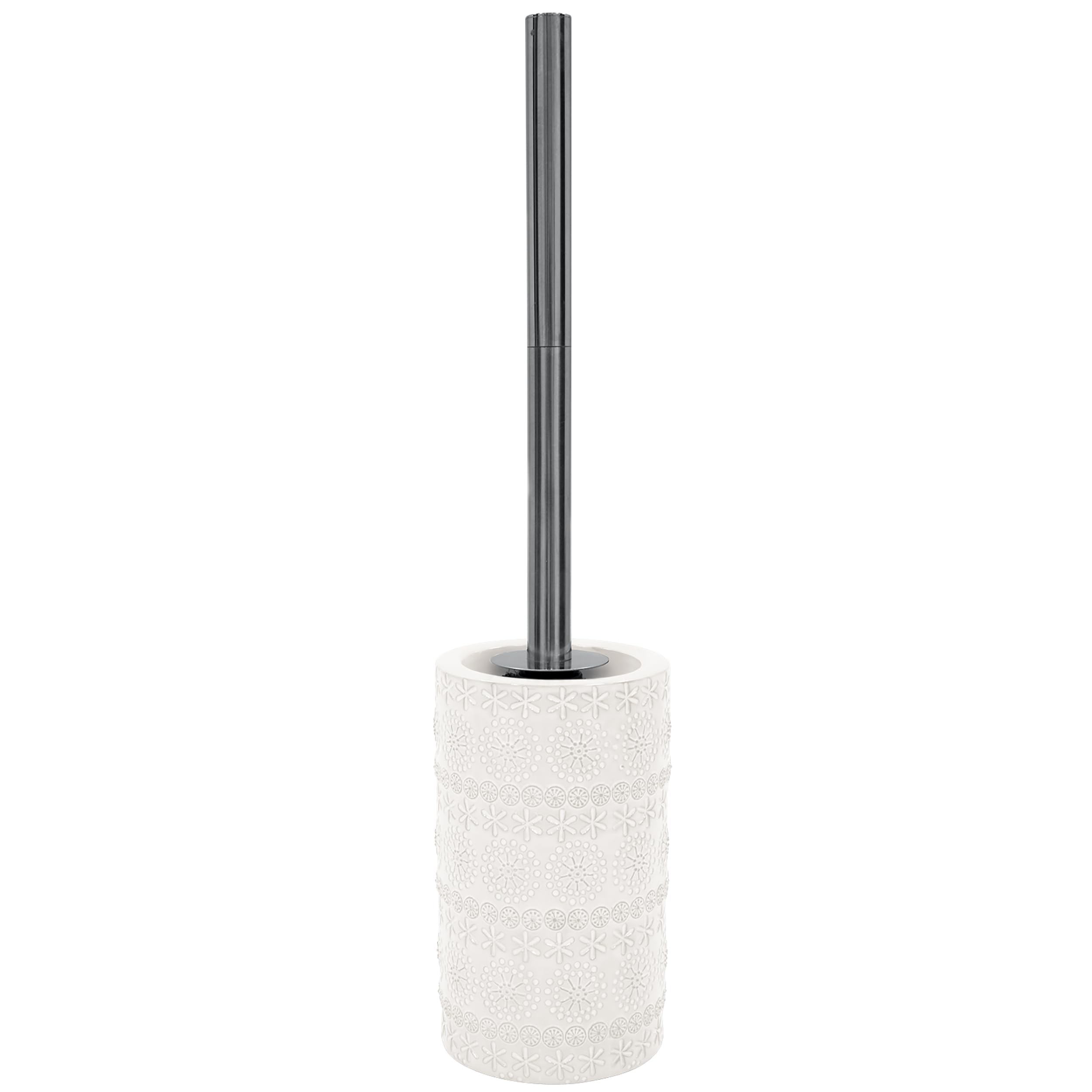 Spirella Relief brush toilet set made of porcelain white, Stainless steel plastic, 9x39cm