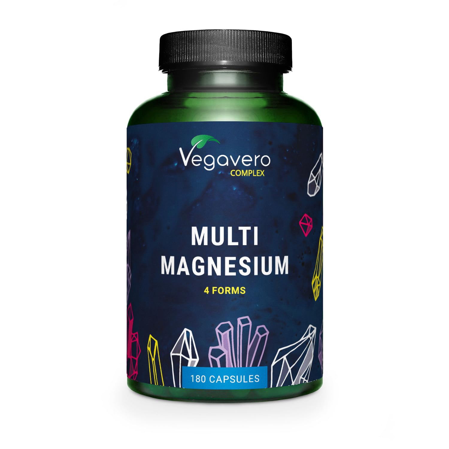 Vegavero Advanced Multi Magnesium Complex | with 4X Chelated Forms: Citrate, Bisglycinate, Malate & Taurate | Vitamins B6 & B2 for Superior Absorption | 180 Vegan Capsules | NO Additives
