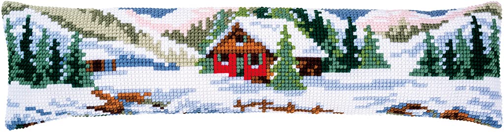 Vervaco Cross Stitch Kit Cushion Door Bottom Winter Landscape Decoration Manual Embroidery Kit Adult Art Creative Gift DIY Cross Stitch Embroidery ca. 80 x 20 cm Cross Stitch Embroidery — image 1