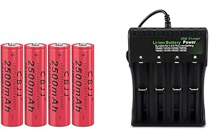 CPZZ 3.7volt 14500 Battery Charger 3.7v 2500mah Rechargeable Batteries (4pack, 4bay 0928)