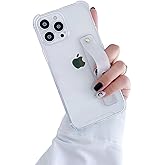 siduater Strap Case for 6.1" iPhone 15 Pro with Wristband Kickstand, Clear Soft TPU Protective Shockproof Bumper Rugged Cover, Adjustable Hand Grip Loop for iPhone 15 Pro 6.1 Inch, Crystal Clear