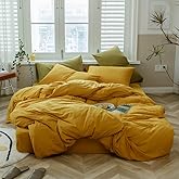 VM VOUGEMARKET Yellow Duvet Cover Sets King,Jersey Knit Cotton Gold Bedding Set (1 Duvet Cover + 2 Pillow Shams),Simple Luxury Down Comforter Cover with Zipper Closure-King,Gold