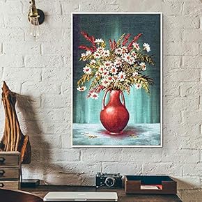Floating Framed Canvas Wall Art for Living Room, Bedroom Vintage Vase Canvas Prints for Home Decoration Ready to Hang - 16x24 inches