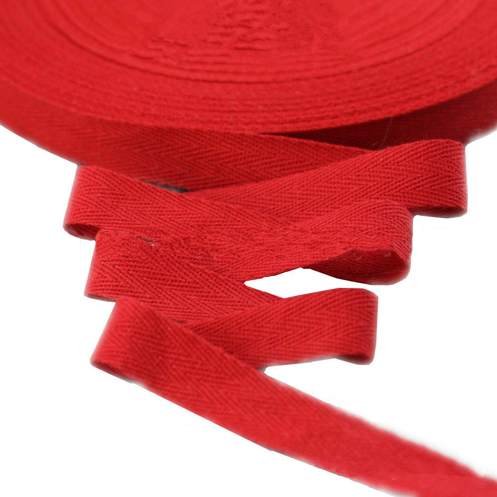 45meters Cotton Ribbon Herringbone Webbing Trim Fabric Tape Tapestry for Bias Binding Gift Wrapping Embellishment Craft Width 20mm (Red)