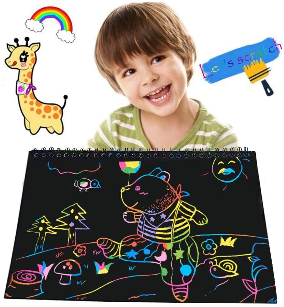 I&Art Scratch Art Books for Kids Scratch Art Paper Rainbow Scratch Art for Best Gifts