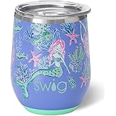 Swig Life 12oz Wine Tumbler with Lid, Stainless Steel, Dishwasher Safe, Portable, Triple Insulated Wine Tumbler (Under the Sea)