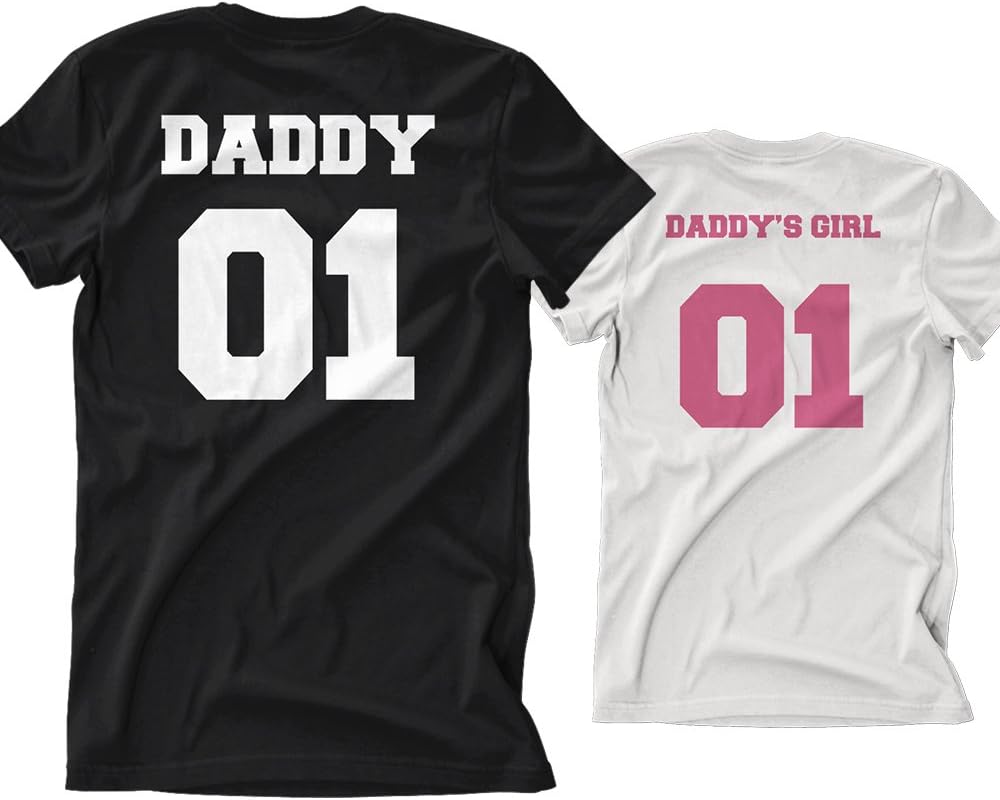 MYOG Personalised Matching T-Shirt - Daddy and Daddys Girl Twinning Tee - Father and Daughter Cotton Tops - Father's Day Gift - Dad and Child Presents - Dad Sister New Baby Girl Tops - DD1