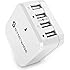 USB Charger Plug Syncwire 4-Port USB Wall Charger with US UK EU International Travel Adapter Series- 6.8A/34W for Apple iPhone iPad Samsung Smartphone Tablet - White [UL Certified]