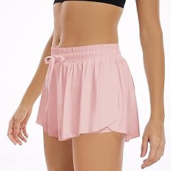 Wsirmet Women's Pink 2-in-1 Butterfly Athletic