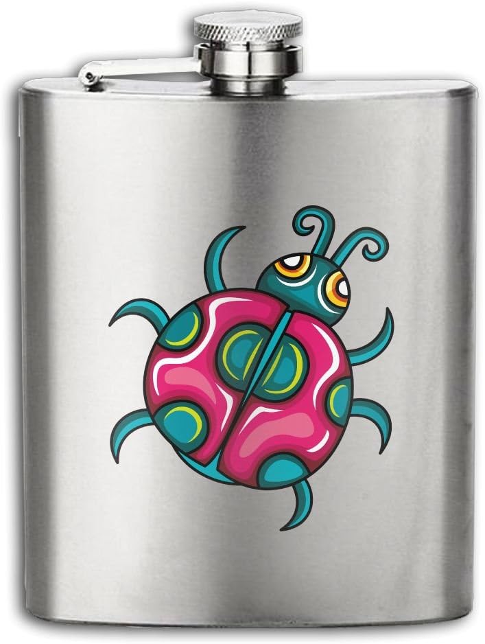 Stainless Steel Hip Flask 6/7/8 OZ (No Funnel) Ladybug Printed