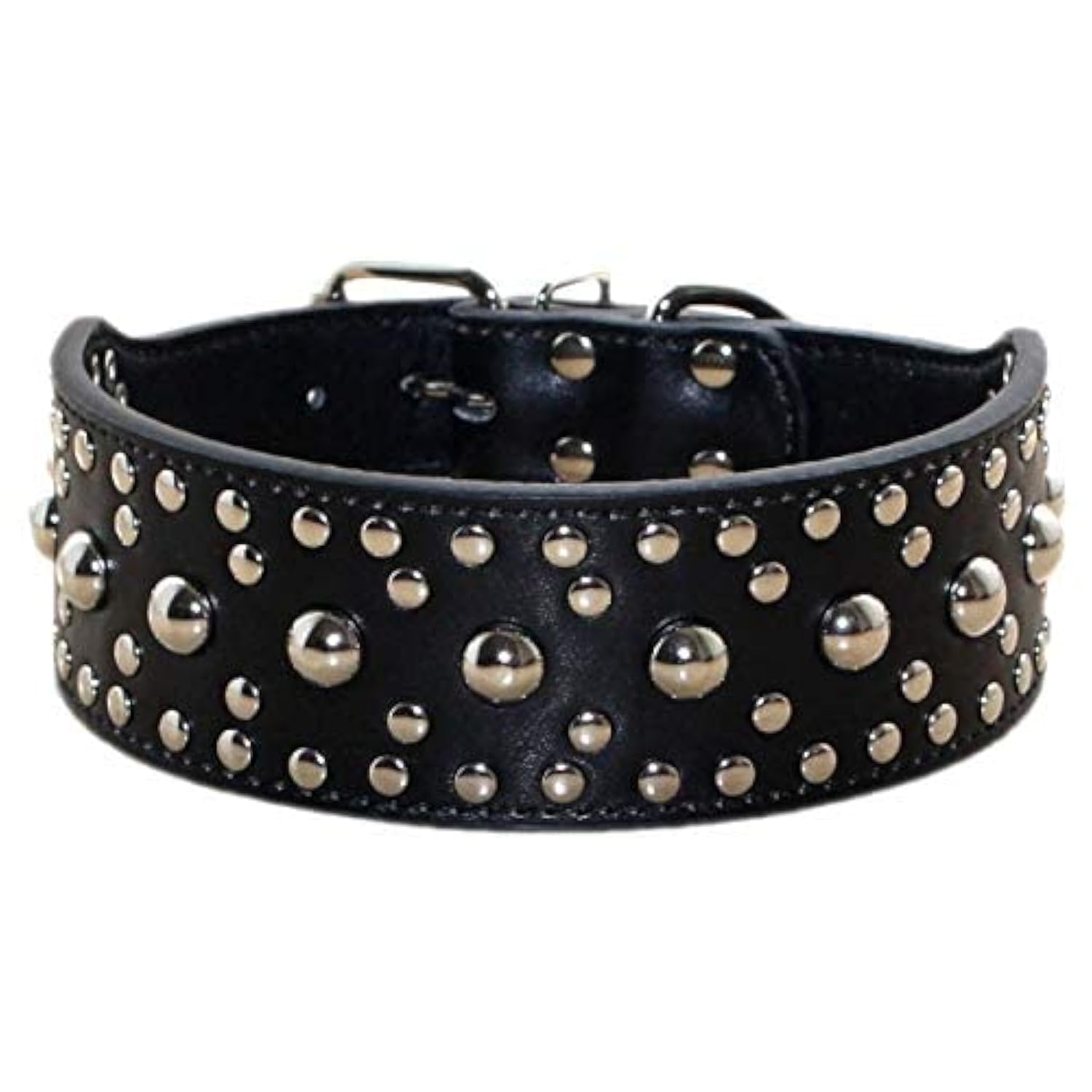 haoyueer New Unisex Studded Leather Dog Collars Medium Large Dog Necklace for Pitbull Doberman Sizes M L … (M, Black)