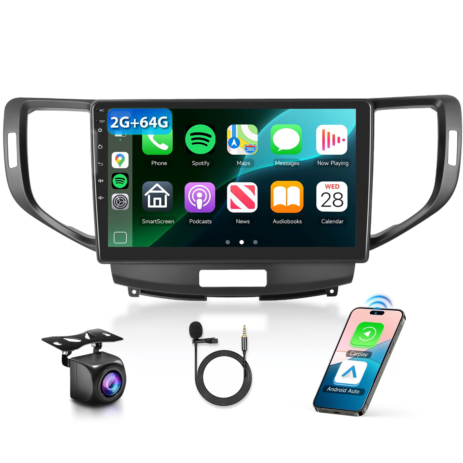 Photo 1 of 2G+64G Car Radio Stereo with HiFi Audio for Honda Acura TSX 2009-2014/ Honda Accord 2008-2012, Wireless CarPlay/Android Auto 9 Inch HD Touch Screen Android 13 GPS WiFi Bluetooth Backup Camera