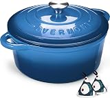 OVERMONT Enamelled Cast Iron Round Casserole Dish 5.2L with Lid