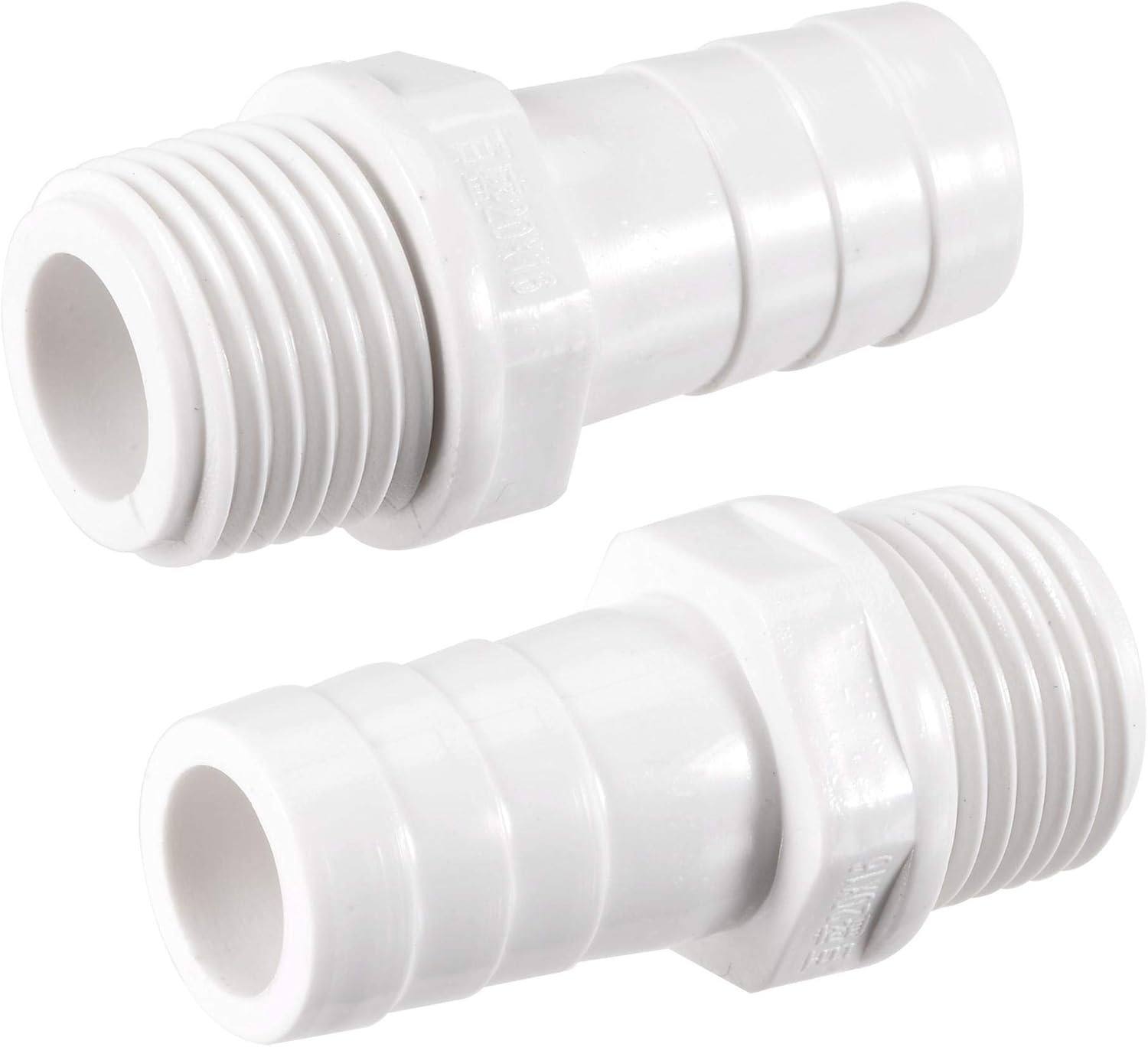 sourcing map PVC Tube Fitting Adapter 16mm Barbed x G1/2 Male White for Aquariums, Water Tanks, Tubs, Pools 2Pcs