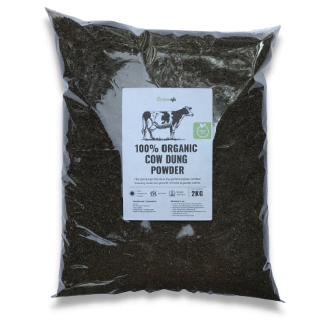 Growqk Cow Dung – 1.5 Kg 100% Organic Manure Fertilizers for Plants & Home Gardening - FREE 100gms Cocopeat and Vegetable Seeds.