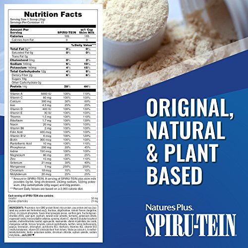 NaturesPlus SPIRU-TEIN Shake - Tangerine Dream Flavor - 1.16 lbs, Spirulina Protein Powder - Plant Based Meal Replacement, Vitamins & Minerals for Energy - Vegetarian, Gluten-Free - 15 Servings - Thumbnail 5