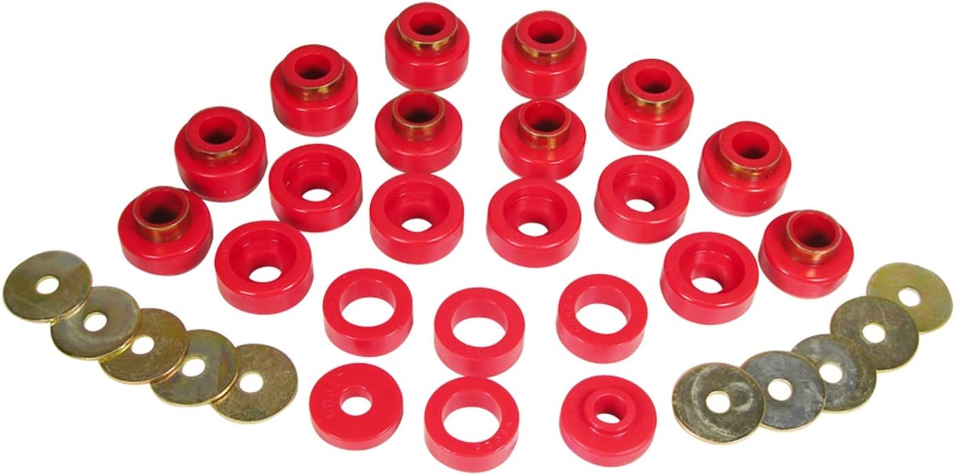 Prothane 1-105 Body Mount Bushing Kit for YJ, Red, 22 Piece