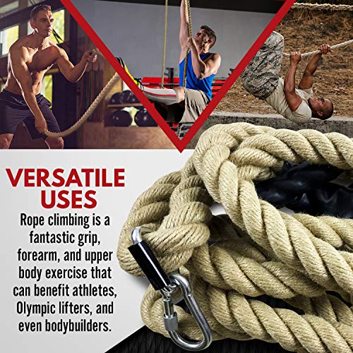 Valorem Sports Workout Gym Climbing Rope - Training Rope for Fitness Exercise - Hanger Included (15 FT)