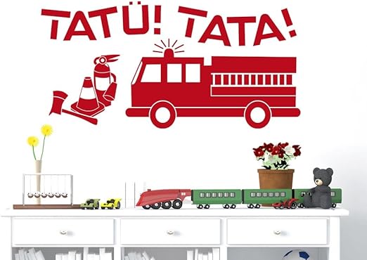 Grazdesign Jungszimmer Wanddeko Wandgestaltung Feuerwehrauto Wandtatoo Kinder Babyzimmer Tatu Tata Wandtattoo Kinderzimmer Junge Feuerwehr 116x57cm 056 Lichtblau Amazon De Kuche Haushalt
